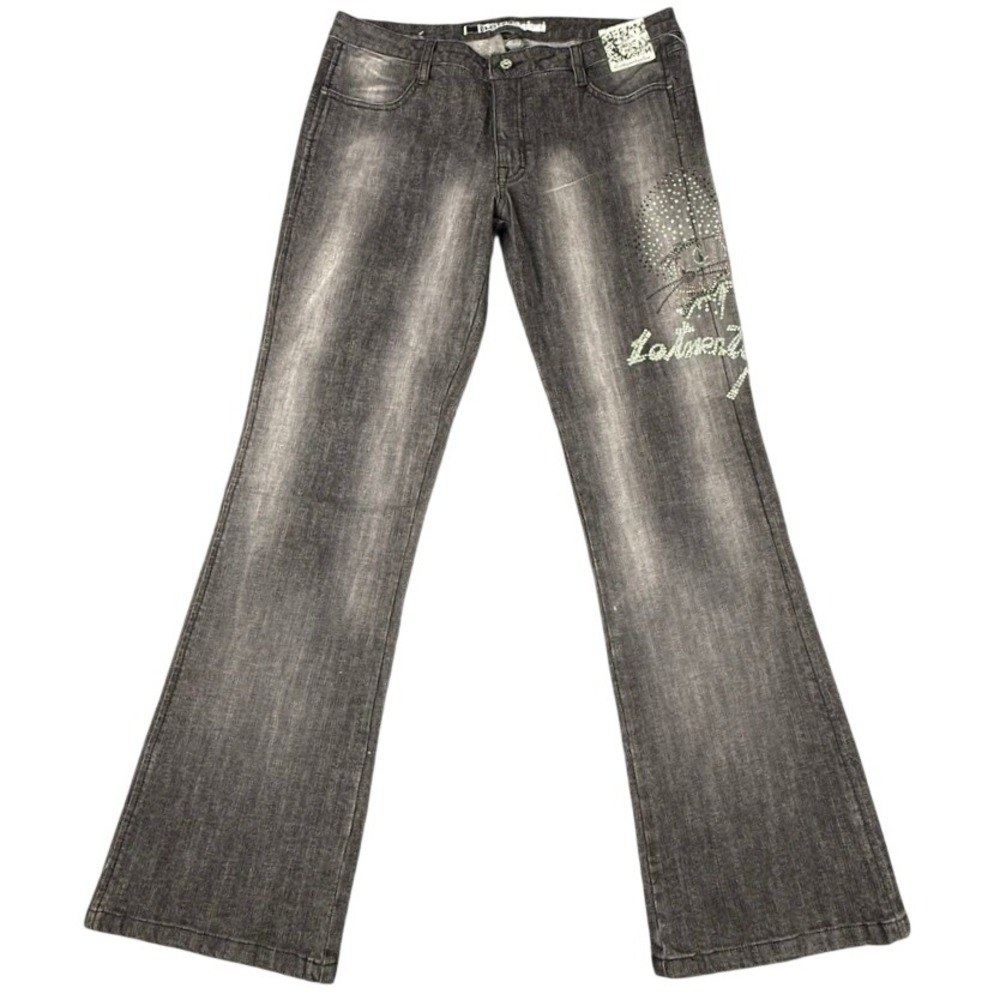 Vtg Lot29 Looney Tunes Sylvester the Cat Rhinestone Jeans Blk Fade Sz 11x32, NWT